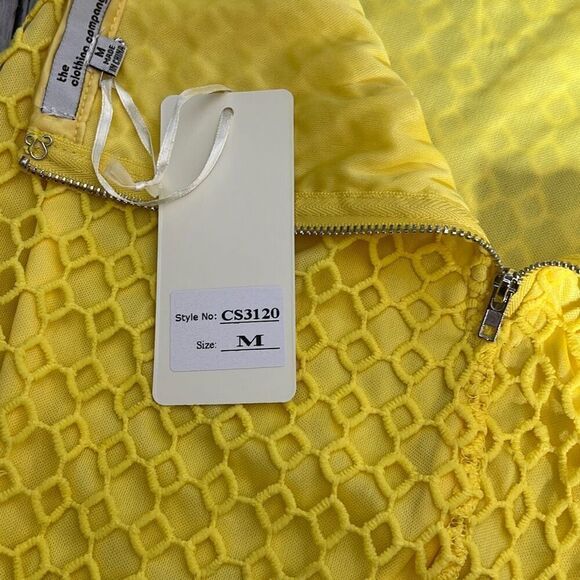 The Clothing Company Women's Geo Crochet Lined Yellow Midi Pencil Skirt Sz M NWT - Picture 8 of 10